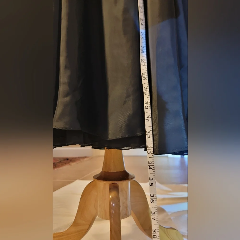 Oleg Cassini Black Tie Black Silk A-Line Maxi Skirt Size 12 - Picture 15 of 16